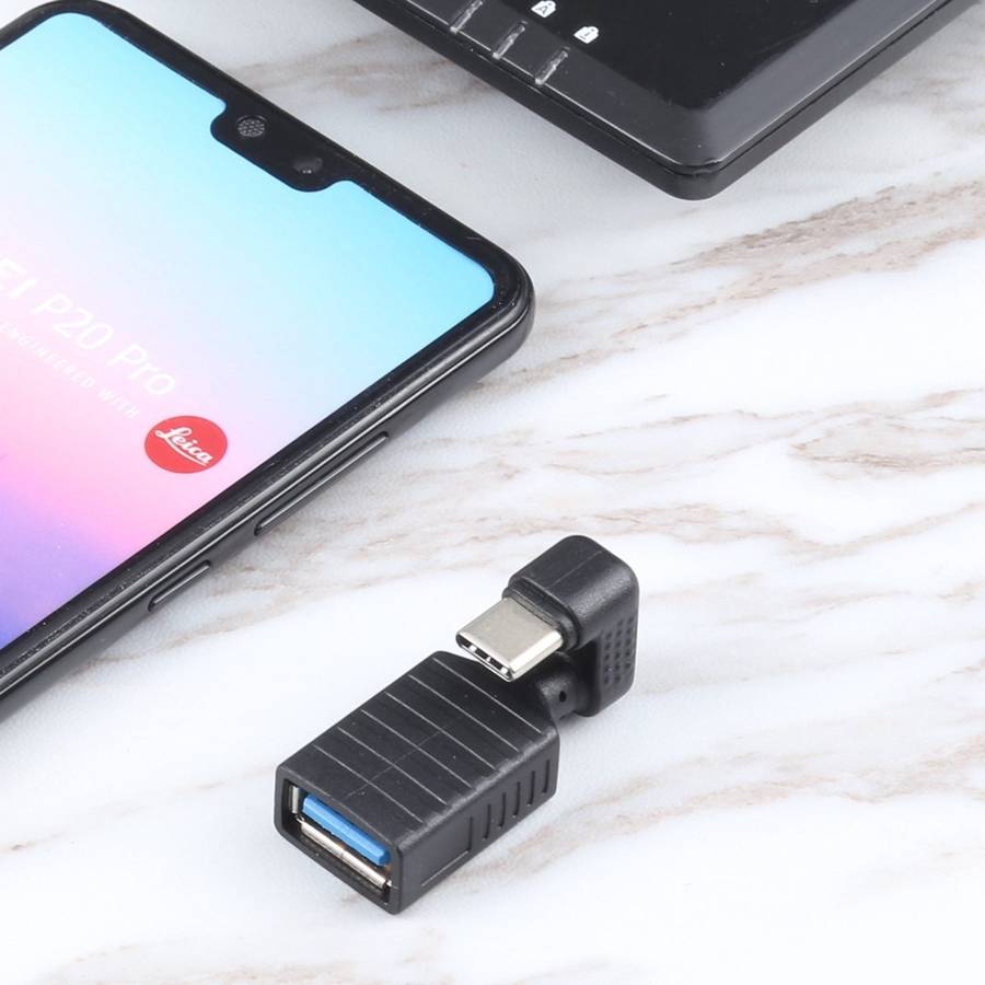 USB-C / Type-C Male to USB 3.0 Female U-shaped Elbow OTG Adapter