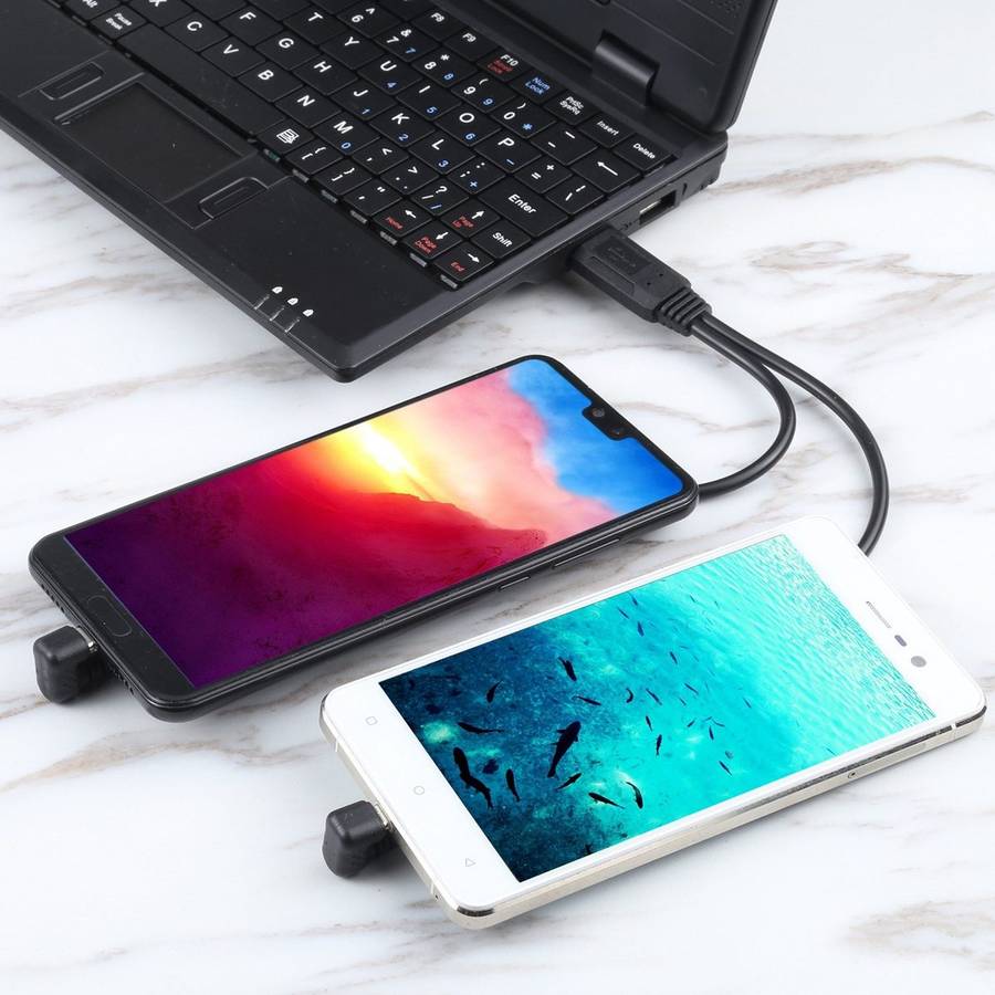 U-shaped USB-C / Type-C Male + Micro USB Male to USB Cable
