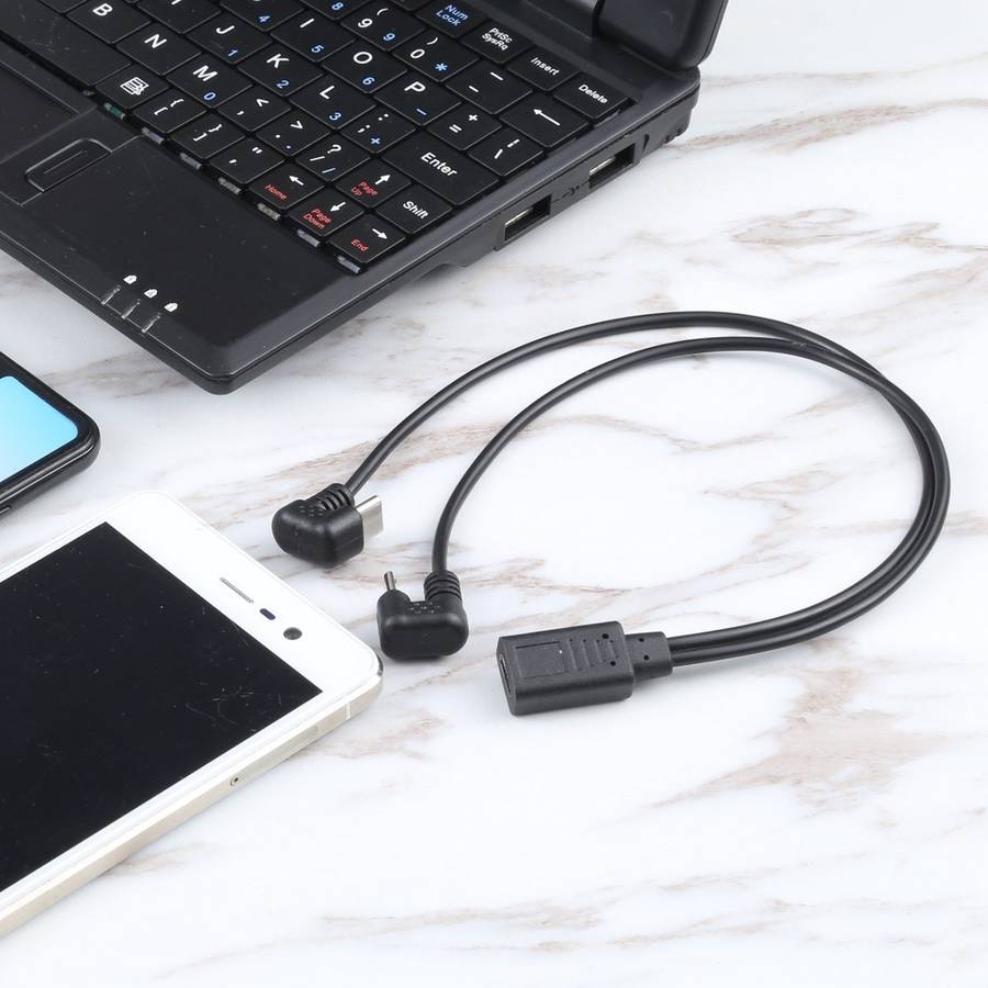 U-shaped USB-C / Type-C Male + Micro USB Male to USB-C / Type-C Female Cable