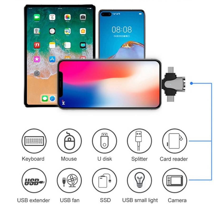 3 In 1 OTG Adapter (Silver)