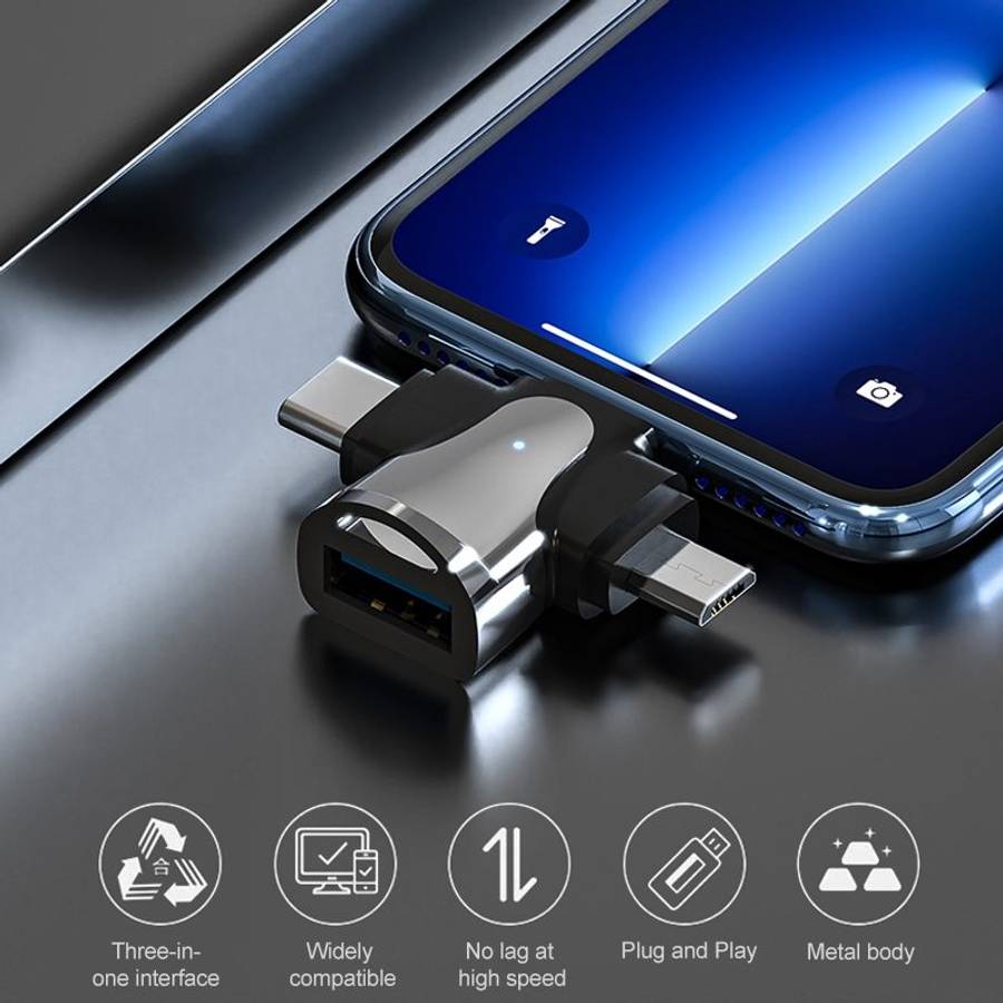 3 In 1 OTG Adapter (Silver)