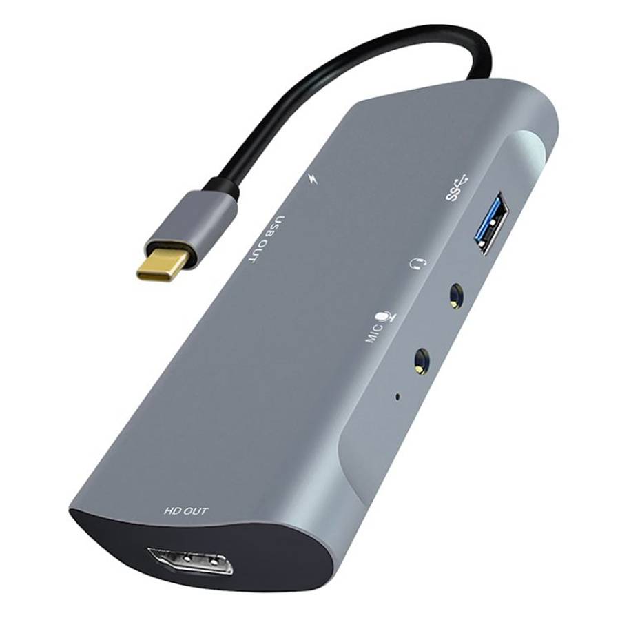 Z41 6 in 1 USB-C / Type-C to PD USB-C / Type-C + HD HDMI + USB 3.0 + 3.5mm AUX + USB + ... (Grey)