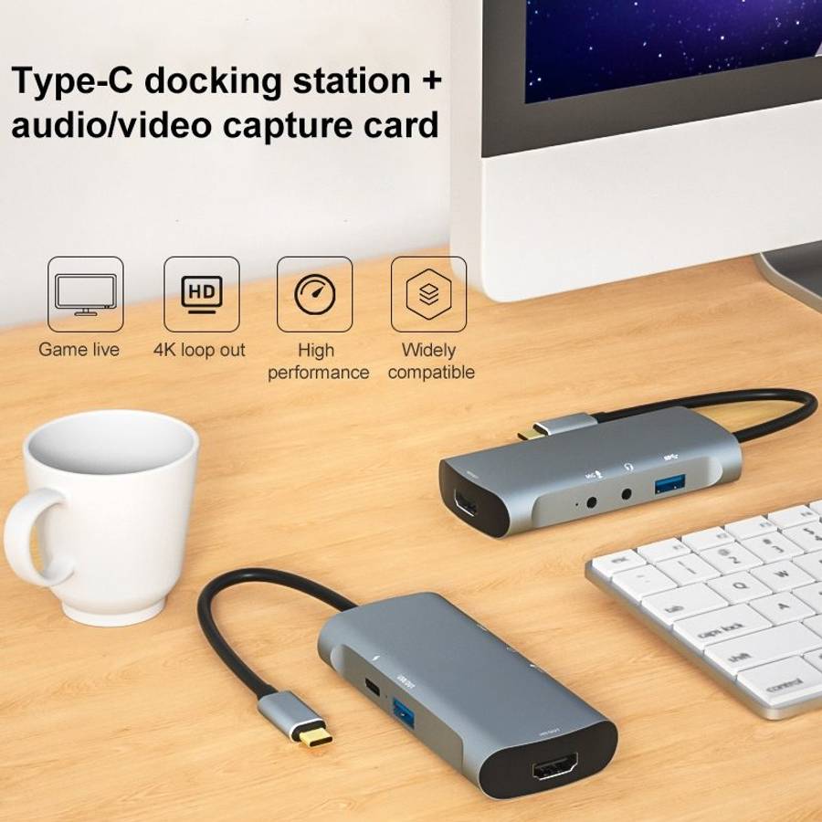 Z41 6 in 1 USB-C / Type-C to PD USB-C / Type-C + HD HDMI + USB 3.0 + 3.5mm AUX + USB + ... (Grey)