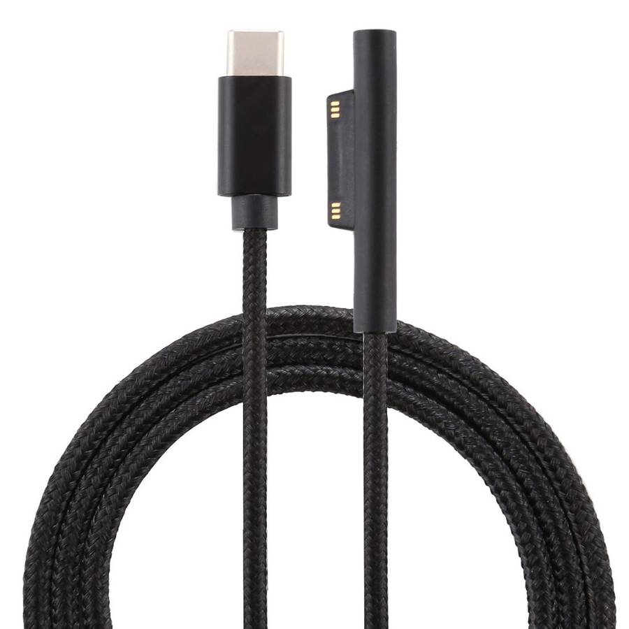 USB-C / Type-C to 6 Pin Nylon Male Power Cable for Microsoft Surface Pro 3 / 4 / 5 / 6 Laptop Adap