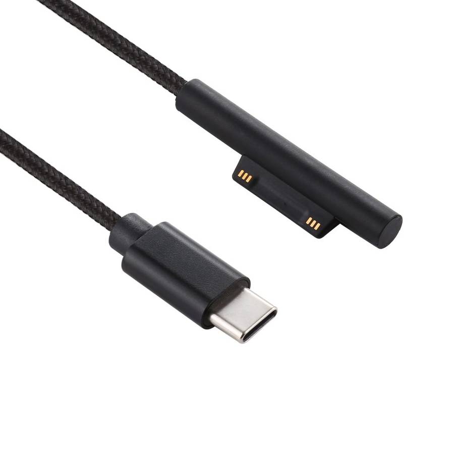 USB-C / Type-C to 6 Pin Nylon Male Power Cable for Microsoft Surface Pro 3 / 4 / 5 / 6 Laptop Adap