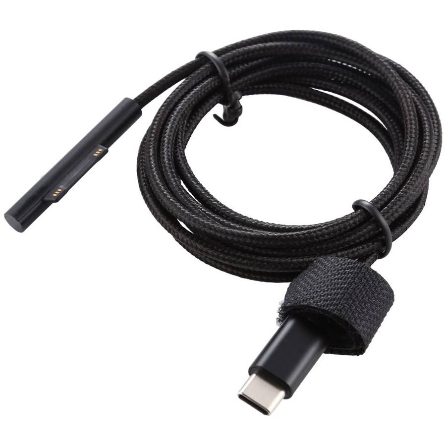 USB-C / Type-C to 6 Pin Nylon Male Power Cable for Microsoft Surface Pro 3 / 4 / 5 / 6 Laptop Adap