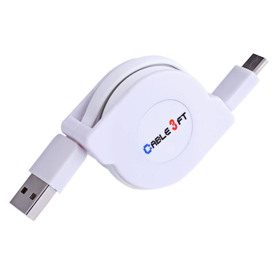 1m 2A 110 Copper Core Wires Retractable USB-C / Type-C to USB Data Sync Charging Cable(White)