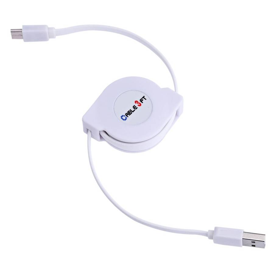 1m 2A 110 Copper Core Wires Retractable USB-C / Type-C to USB Data Sync Charging Cable(White)