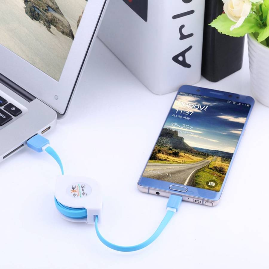 1m 2A 110 Copper Core Wires Retractable USB-C / Type-C to USB Data Sync Charging Cable(White)