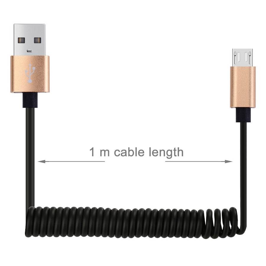 30cm to 100cm High Speed Spring Style Micro USB to USB 2.0 Flexible Elastic Spring Coiled Cable US
