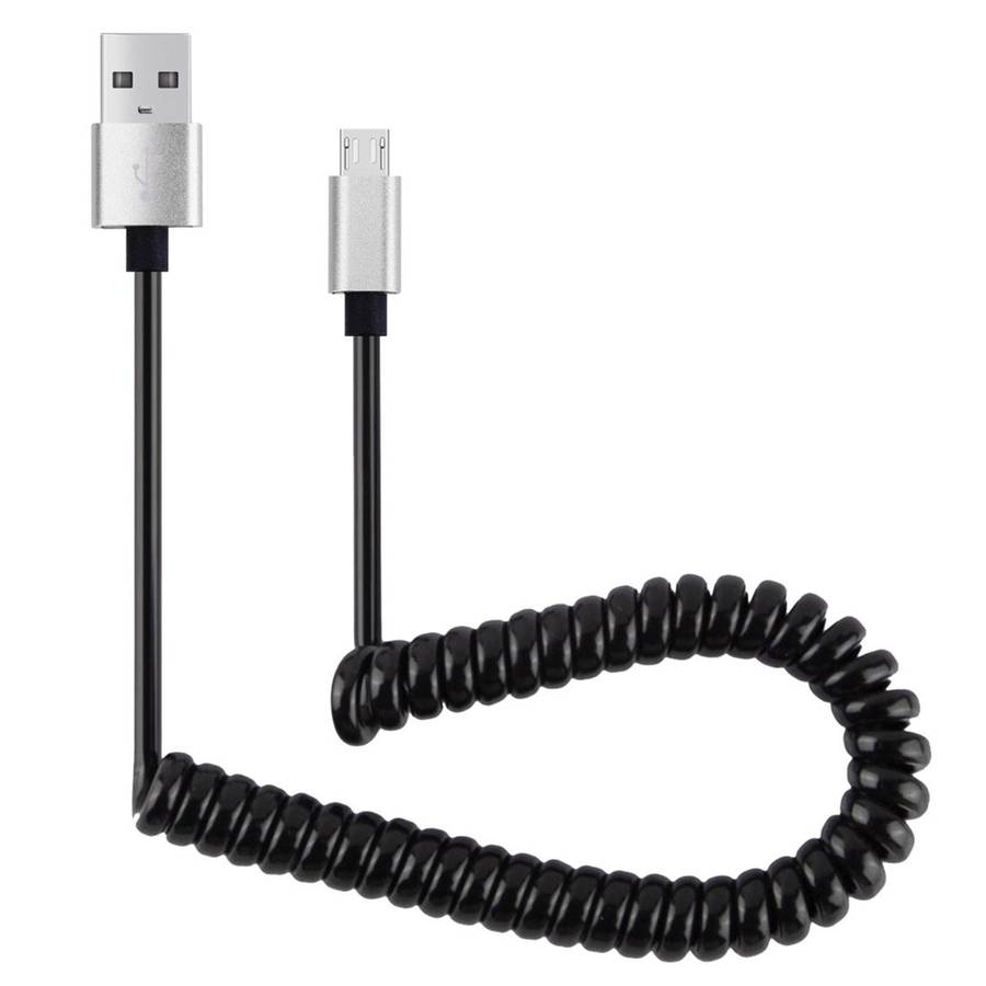 30cm to 100cm High Speed Spring Style Micro USB to USB 2.0 Flexible Elastic Spring Coiled Cable US