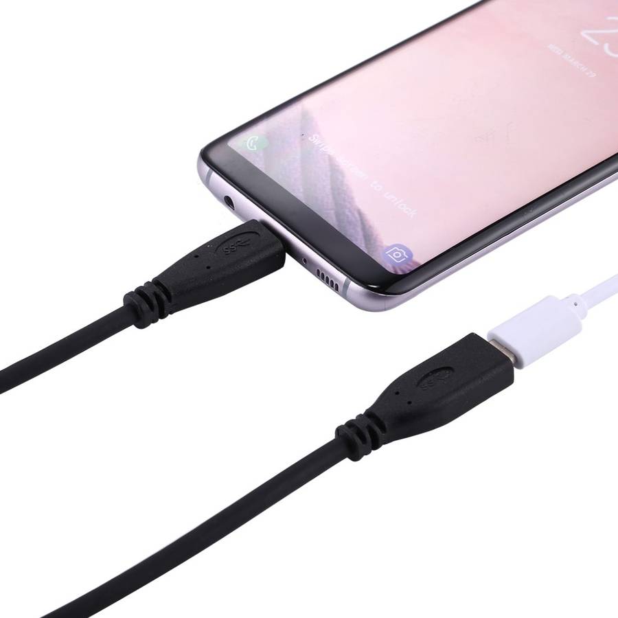 1m USB-C / Type-C 3.1 Male to USB-C / Type-C Female Connector Adapter Cable(Black)