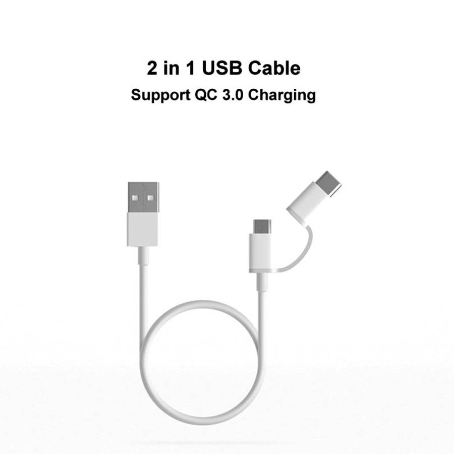 2.4A QC3.0 USB to Micro USB + USB-C / Type-C Fast Charging + Data Transmission TPE Data Cable, Cab