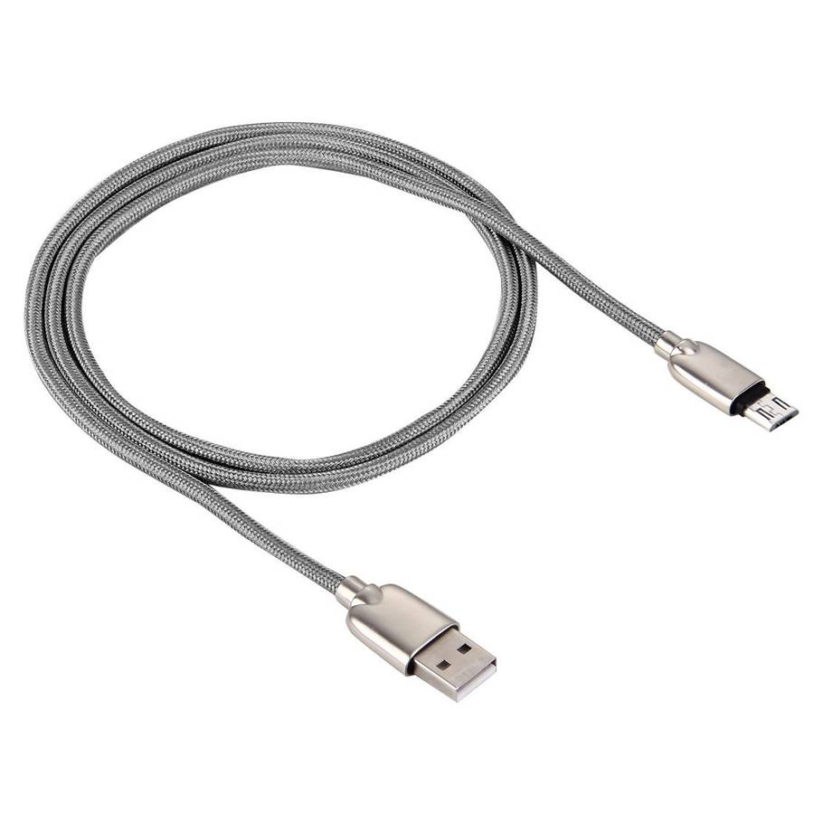 1M Woven Style Metal Head 108 Copper Cores Micro USB to USB Data Sync Charging Cable
