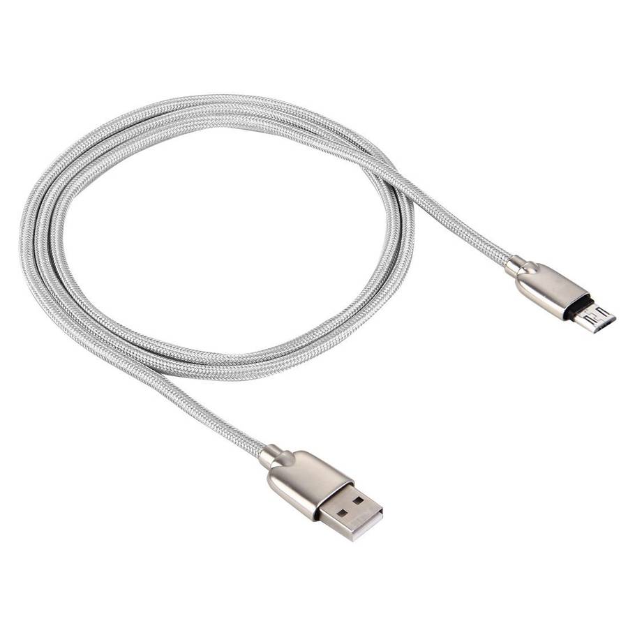 1M Woven Style Metal Head 108 Copper Cores Micro USB to USB Data Sync Charging Cable