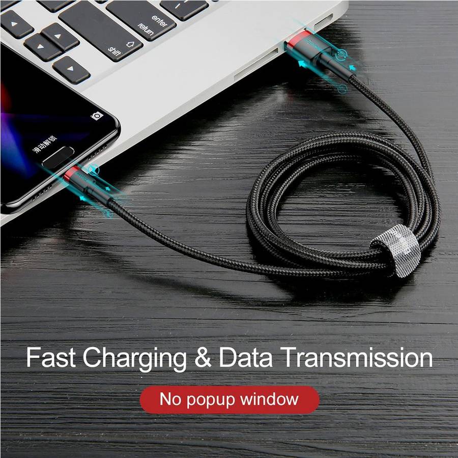 Baseus 2m 2A Max USB to USB-C / Type-C Data Sync Charge Cable(Red+Black)
