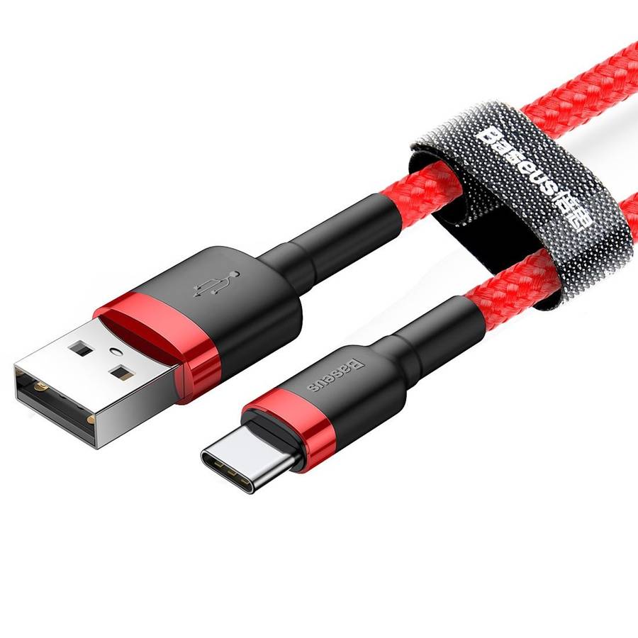 Baseus 2m 2A Max USB to USB-C / Type-C Data Sync Charge Cable(Red+Red)