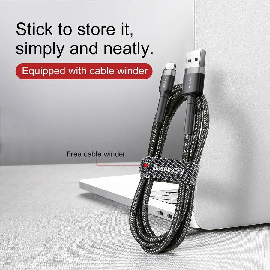 Baseus 1m 3A Max USB to USB-C / Type-C Data Sync Charge Cable(Grey)