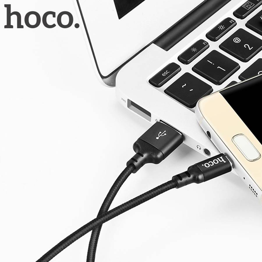 hoco X14 1m Nylon Braided Aluminium Alloy Micro USB to USB Data Sync Charging Cable(Black)
