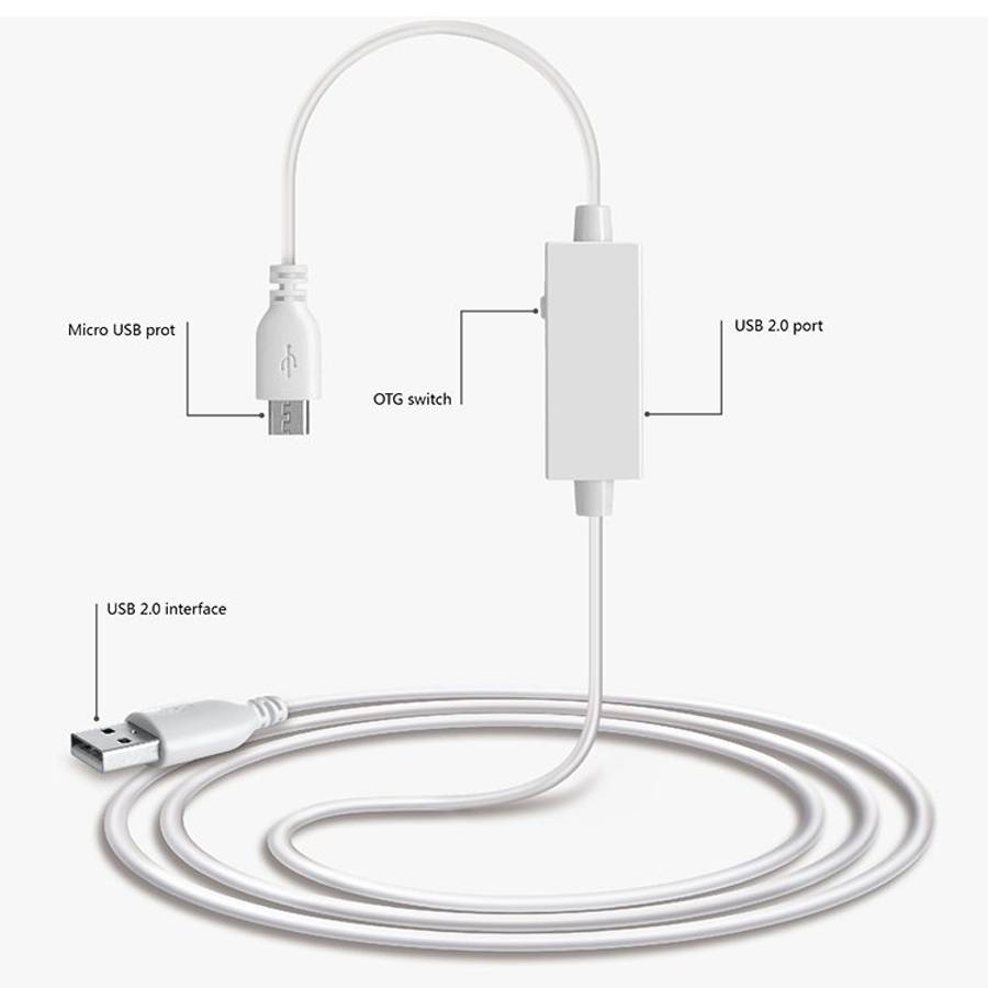 OTG-Y-03 USB 2.0 Male to Micro USB Male + USB Female OTG Charging Data Cable for Andro ... (White)