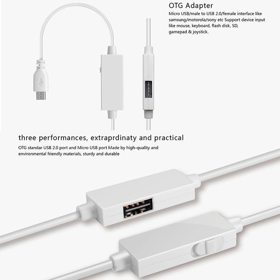 OTG-Y-03 USB 2.0 Male to Micro USB Male + USB Female OTG Charging Data Cable for Andro ... (White)
