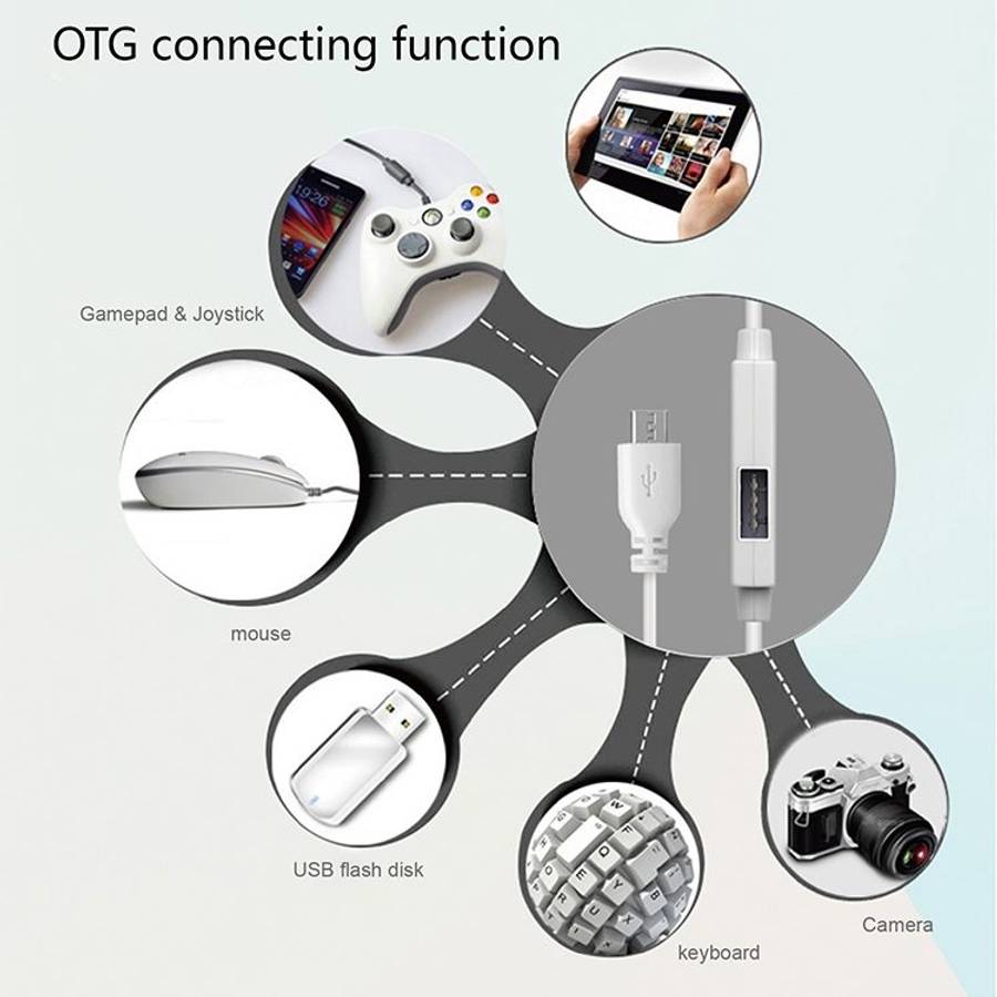 OTG-Y-03 USB 2.0 Male to Micro USB Male + USB Female OTG Charging Data Cable for Andro ... (White)