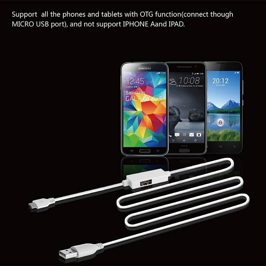 OTG-Y-03 USB 2.0 Male to Micro USB Male + USB Female OTG Charging Data Cable for Andro ... (White)