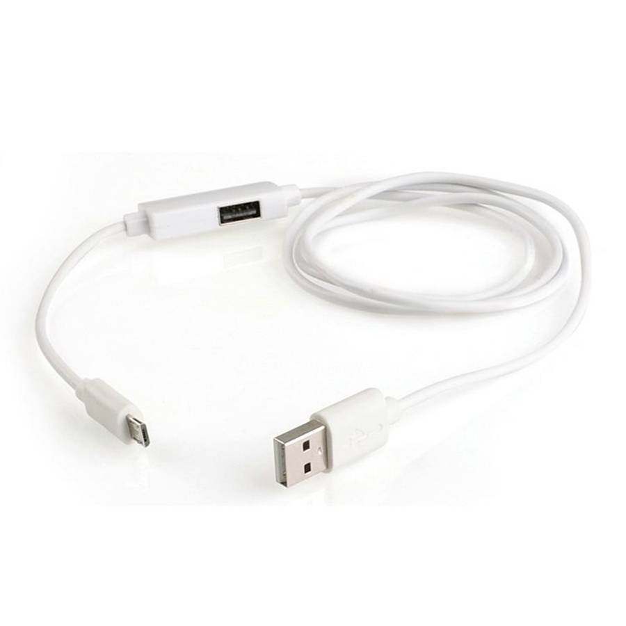OTG-Y-02 USB 2.0 Male to Micro USB Male + USB Female OTG Charging Data Cable for Andro ... (White)