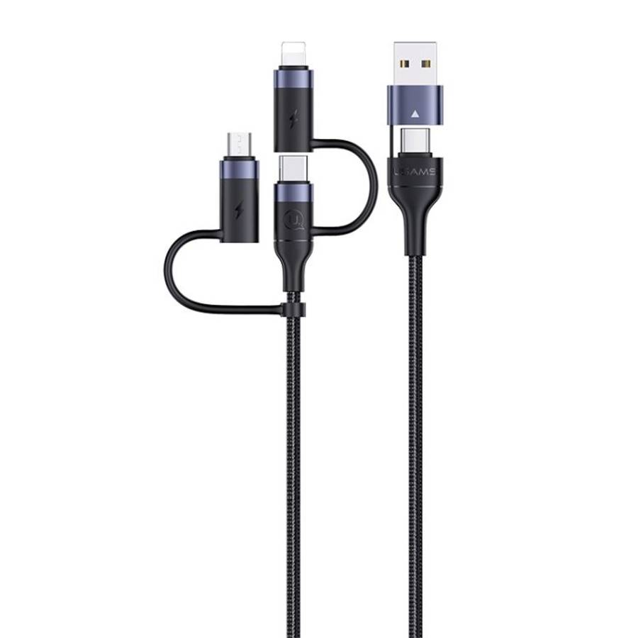 USAMS US-SJ547 U62 USB + Type-C / USB-C toType-C / USB-C + 8 Pin + Micro Aluminum Allo ... (Black)