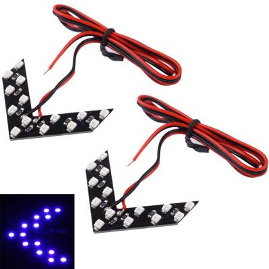 14 LED 3528 SMD Arrows Light for Car Side Mirror Turn Signal, Pairs(Blue Light)