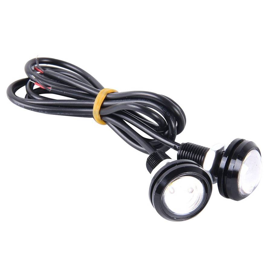 2 PCS 2x 3W 120LM Waterproof Eagle Eye light White LED Light for Vehicles, Cable Length: 60cm(Red)