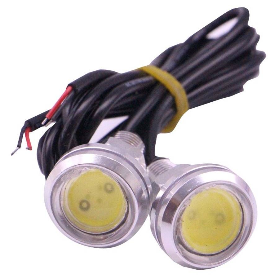 2 PCS 2x 3W 120LM Waterproof Eagle Eye Light White LED Light for Vehicles, Cable Leng ... (Silver)