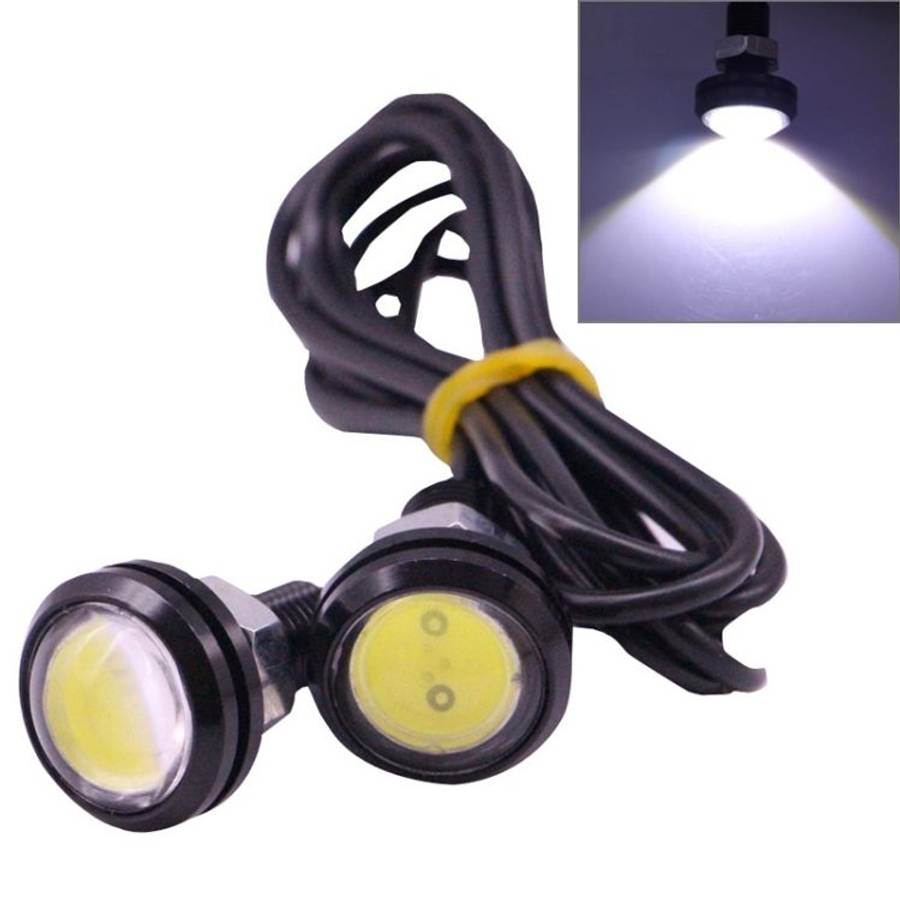 2 PCS 2x 3W 120LM Waterproof Eagle Eye light White LED Light for Vehicles, Cable Lengt ... (Black)