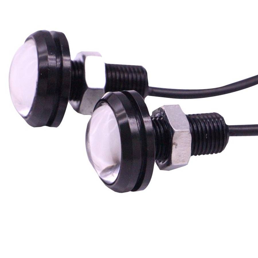 2 PCS 2x 3W 120LM Waterproof Eagle Eye light White LED Light for Vehicles, Cable Lengt ... (Black)