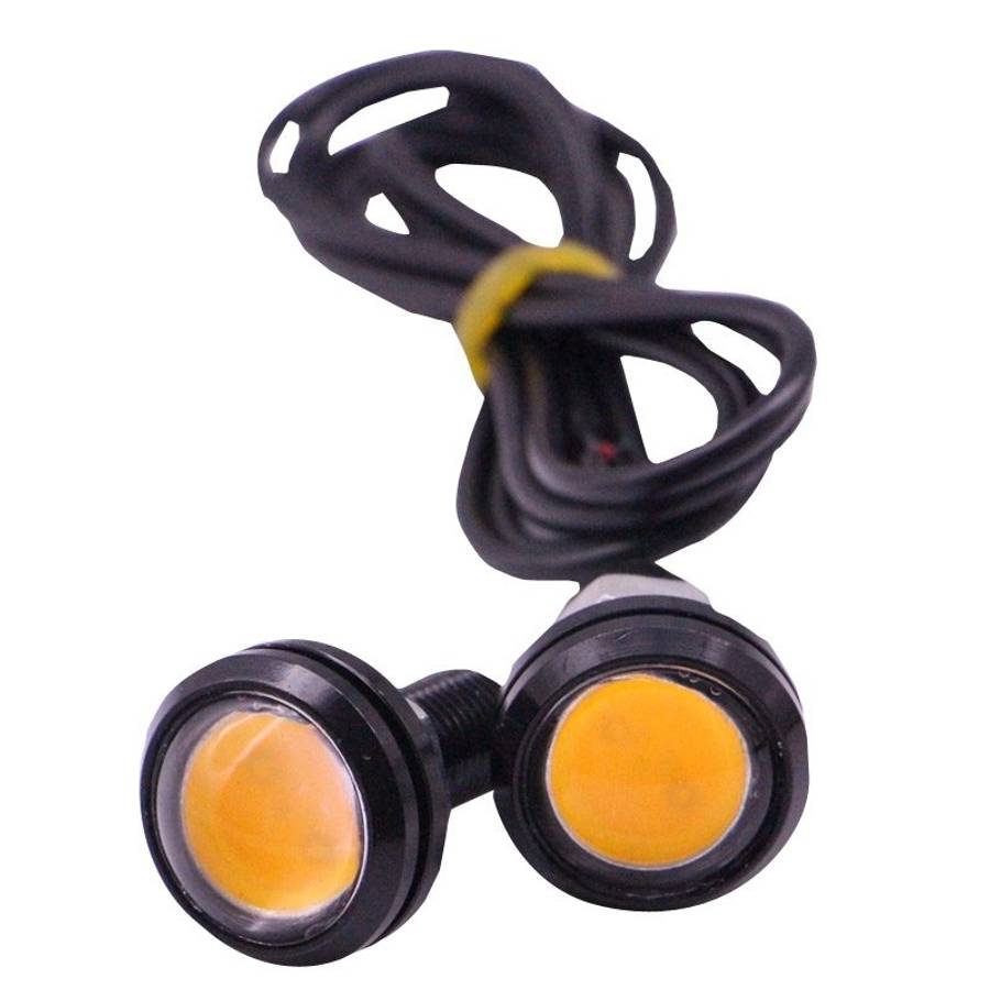 2 PCS 2x 3W 120LM Waterproof Eagle Eye Light Yellow LED Light for Vehicles, Cable Leng ... (Black)
