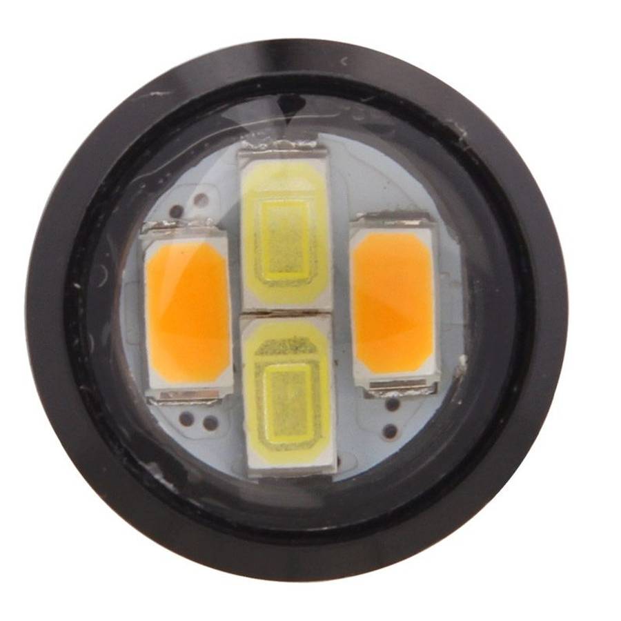 2 PCS 22.5mm 2W 200LM White + Yellow Light 4 LED SMD 5630 Eagle Eye Car Steering Light ... (Black)