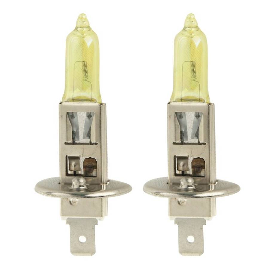 2 X H1 HOD Halogen Bulbs 12V 100W 2400 LM 3500K Yellow Light Headlights