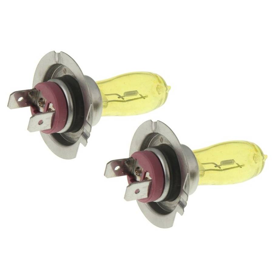 2 X H7 HOD Halogen Bulbs 12V 100W 2400 LM 3500K Yellow Light Headlights