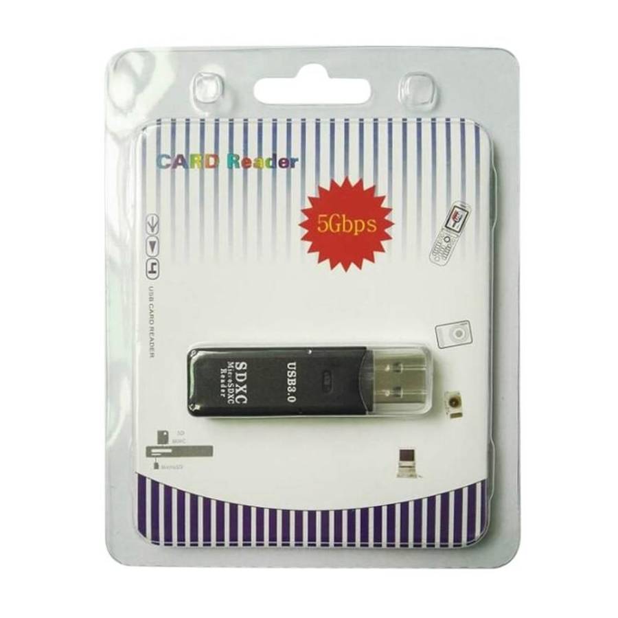 2 in 1 USB 3.0 Card Reader, Super Speed 5Gbps, Support SD Card / TF Card(Black)
