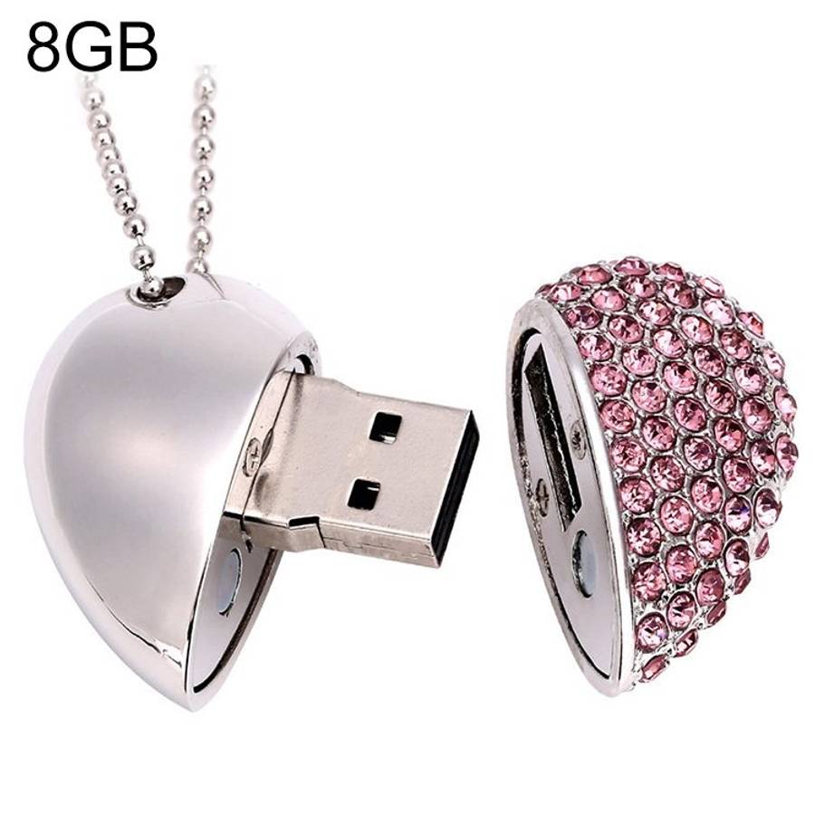 Heart Shaped Diamond Jewelry USB Flash Disk, Special for Valentines Day Gifts (8GB)