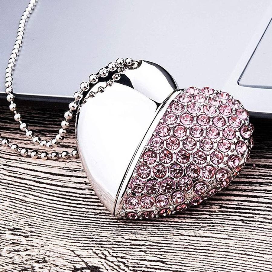 Heart Shaped Diamond Jewelry USB Flash Disk, Special for Valentines Day Gifts (8GB)