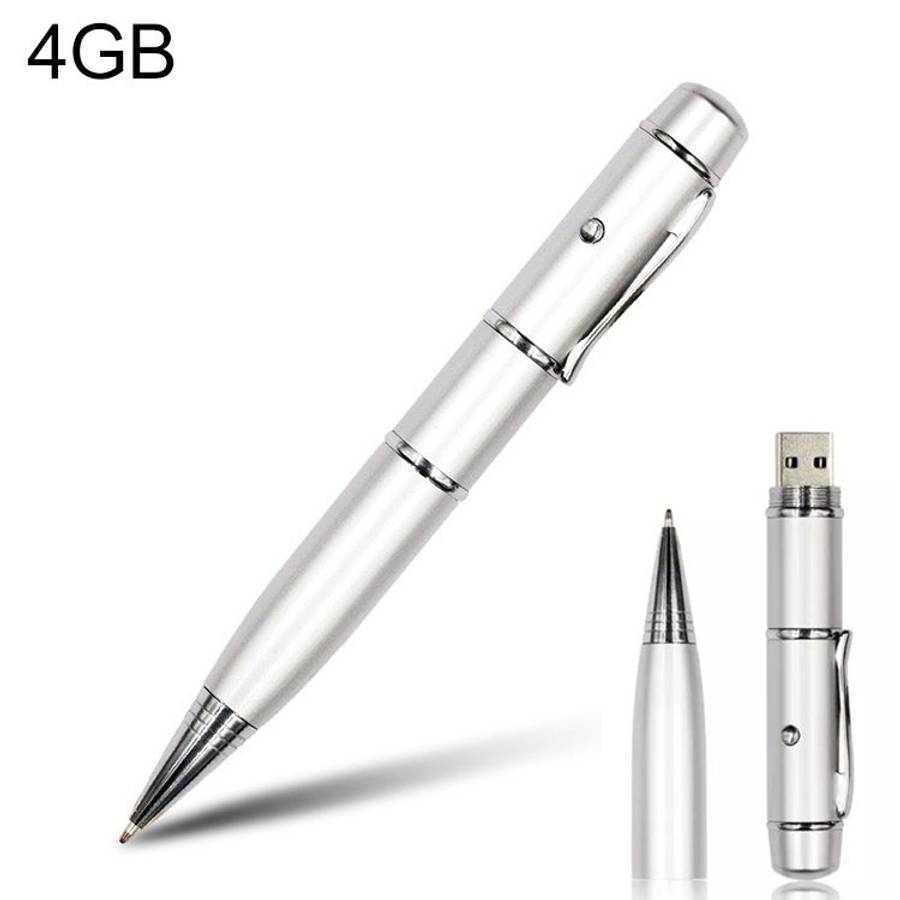 3 in 1 Laser Pen Style USB Flash Disk, Silver (4GB)(Silver)