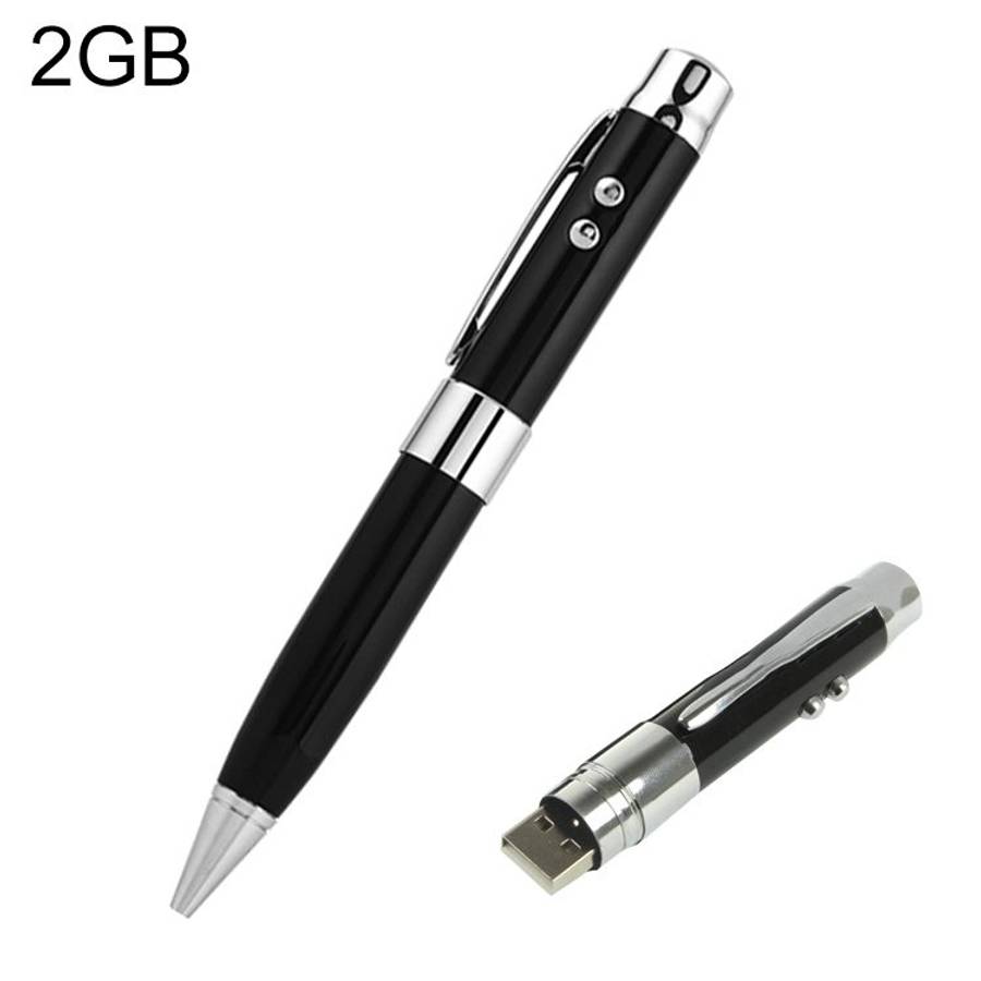 3 in 1 Laser Pen Style USB Flash Disk, Black (2GB)