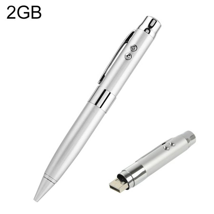 3 in 1 Laser Pen Style USB Flash Disk, Silver (2GB)