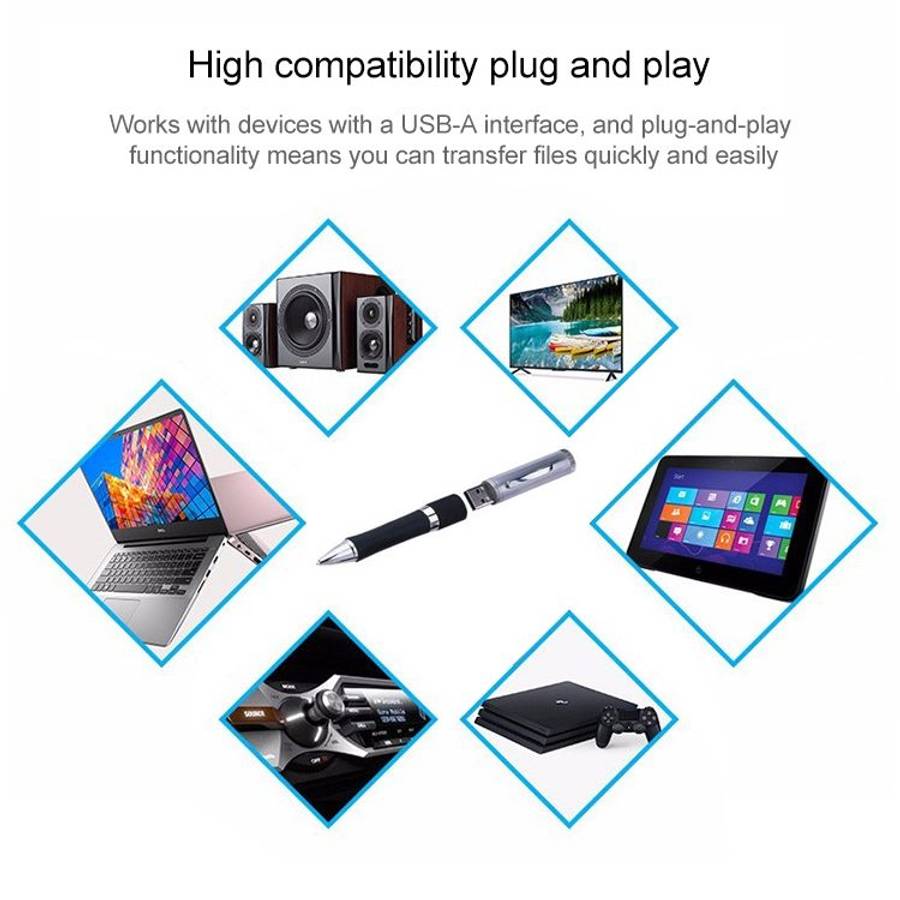 2 in 1 Pen Style USB Flash Disk, Black (2GB)