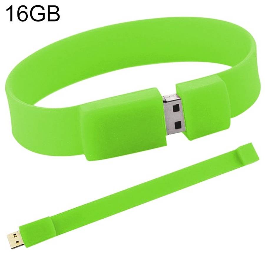 16GB Silicon Bracelets USB 2.0 Flash Disk(Green)