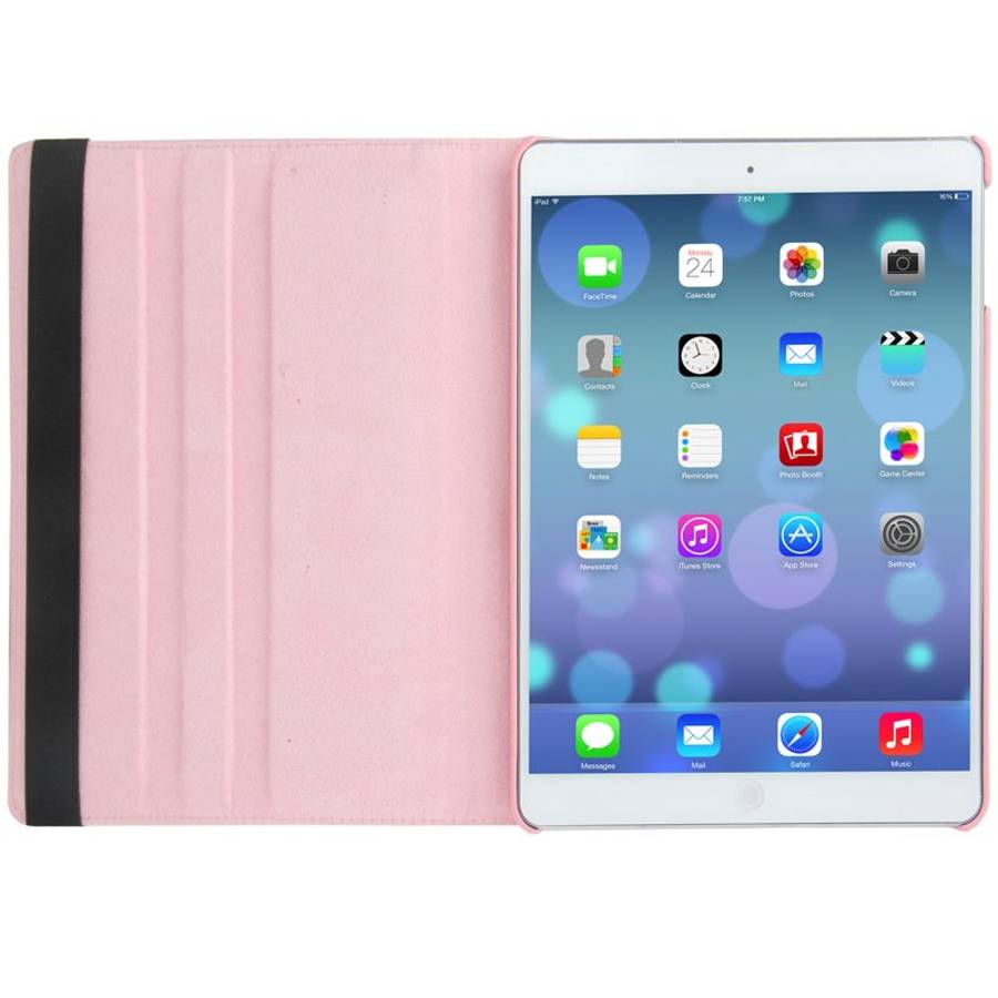 Litchi Texture 360 Degrees Rotation Leather Tablet Case with Holder for iPad Air / Air ... (Pink)