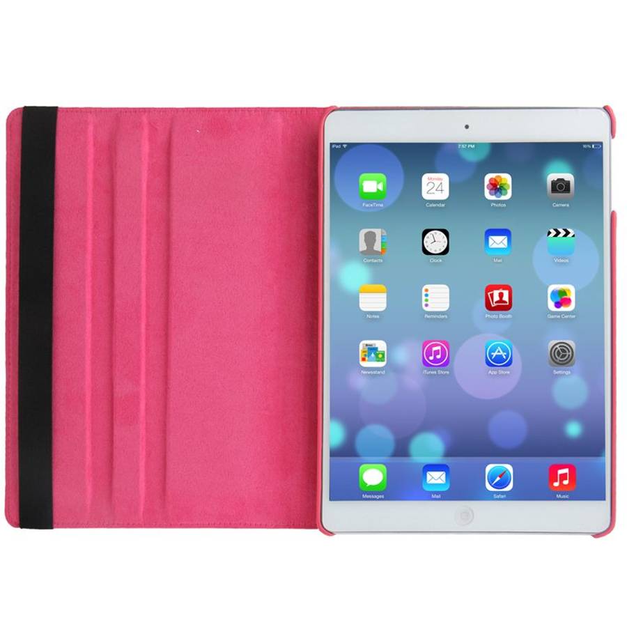 Litchi Texture 360 Degrees Rotation Leather Tablet Case with Holder for iPad Air / A ... (Magenta)