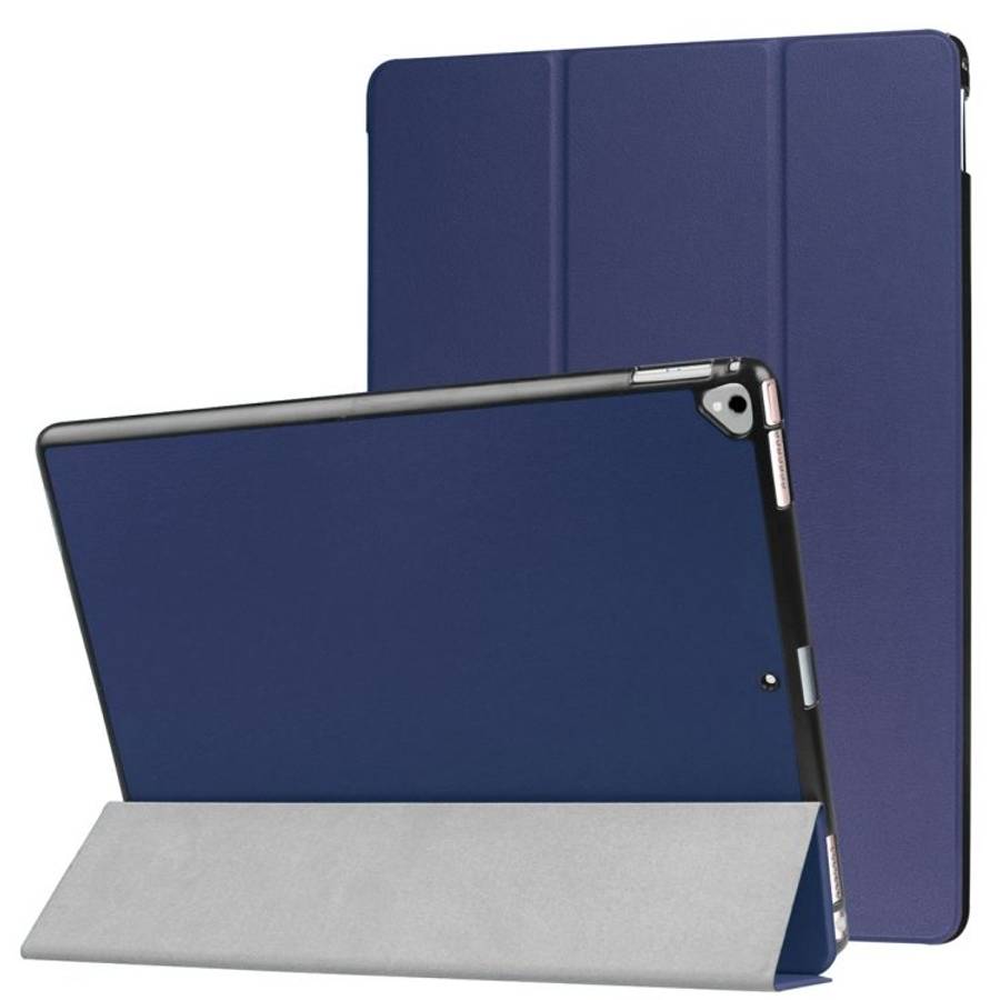 Custer Texture Horizontal Flip Smart Leather Case with 3-folding Holder & Sleep ... (Dark Blue)