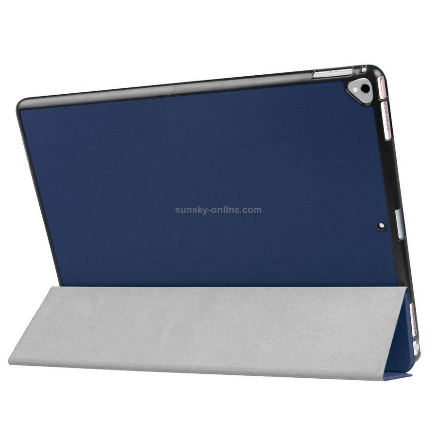 Custer Texture Horizontal Flip Smart Leather Case with 3-folding Holder & Sleep ... (Dark Blue)